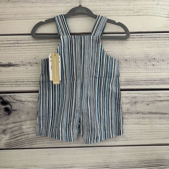 Oliver & Rain Newborn Baby Striped Overalls - Organic & Eco-Friendly - Picture 4 of 6